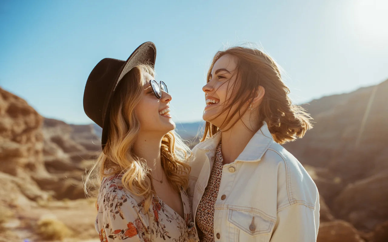 Canadian fashion brand True North Fashions – lifestyle photo of women smiling outdoors